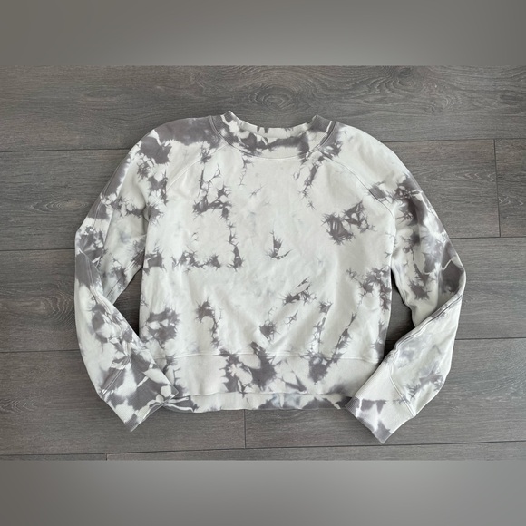 Gray Tie-Dye Sweatshirt batik Lululemon crop oversized cropped 8 sweater shirt - Picture 3 of 7